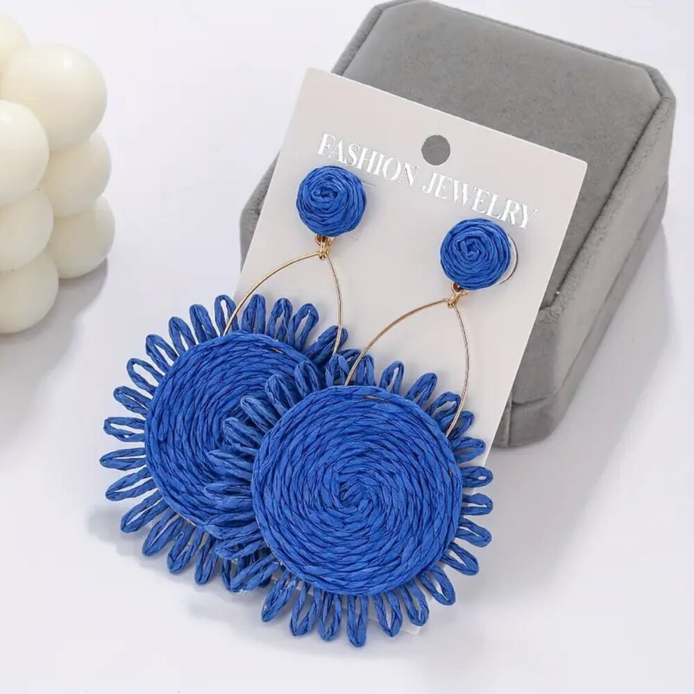 NEW! BOHO Raffia GRASS Earrings HANDCRAFTED